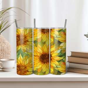 Flower Tumbler Wrap Sublimation| Stained Glass Tumbler Wrap | Sunflower Tumbler | Stained Glass Dahlia Tumbler Wrap | 20 oz Tumbler Wrap | Floral Tumbler PNG | Tumbler Wrap PNG