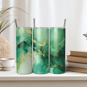Emerald Green Tumbler Wrap | Green Watercolor Tumbler | Emerald Alcohol Ink Tumbler PNG | Skinny Tumbler Wrap | 20oz Tumbler Wrap