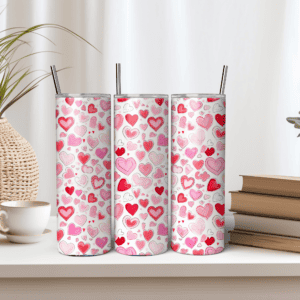 Doodle Hearts Tumbler Wrap | Valentine's Day Tumbler | Valentine Tumbler Wrap | Doodle Tumbler Wrap | Pink Sketch Heart Tumbler PNG
