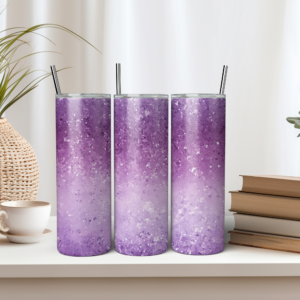 Purple Glitter Tumbler Design