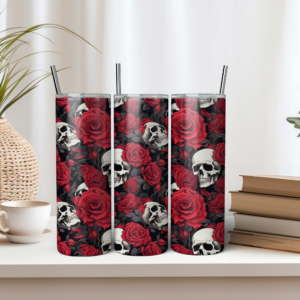 Skulls and Roses | Sublimation Tumbler Wrap Design