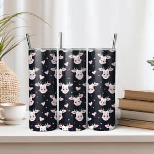 Cute Cow Heads Doodle Tumbler Wrap Design