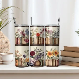 Cream Bookshelf | Sublimation Tumbler Wrap Design