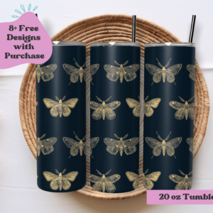 Gold Moth | Sublimation Tumbler Wrap Design