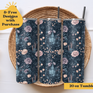Watercolor Pastel Goth Floral | Sublimation Tumbler Wrap Design