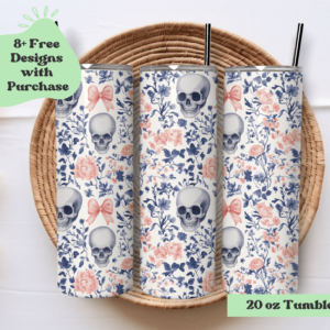 Skull Coquette | Sublimation Tumbler Wrap Design