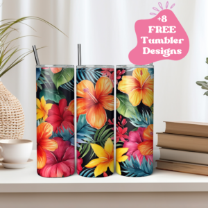 Tropical Flowers | Sublimation Tumbler Wrap Design