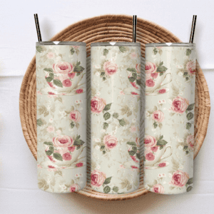 Teacups and Roses | Sublimation Tumbler Wrap Design