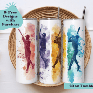 Baseball Brushstrokes | Sublimation Tumbler Wrap Design