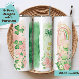 St Patricks Day Brushstrokes | Sublimation Tumbler Wrap Design