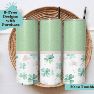 Shamrocks and Leather | Sublimation Tumbler Wrap Design