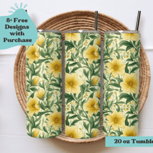 Yellow Floral | Sublimation Tumbler Wrap Design