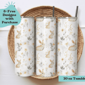 Bunnies and Wildflowers | Sublimation Tumbler Wrap Design