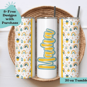 Rainbows and Plants | Sublimation Tumbler Wrap Design